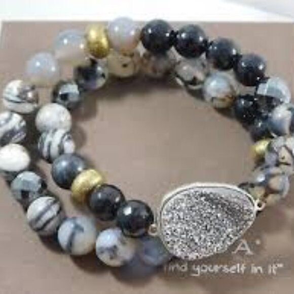 B3077 Retired Silpada ODE TO GEODE Stretch Bracelet - Picture 2 of 3